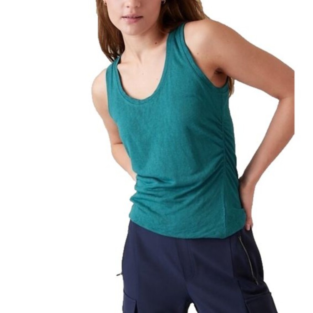 Athleta Women's Breezy Ruched Tank Top Sleeveless Size M Teal